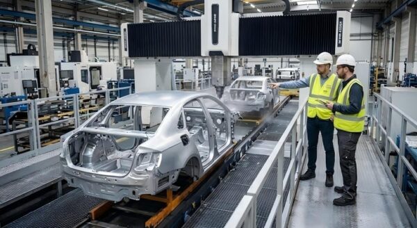 The 2026 Guide To Gantry Milling Machines: Top 10 Manufacturers A massive five-axis gantry milling machine is used to perform precision machining on giant cast aluminum molds in a clean room factory environment.